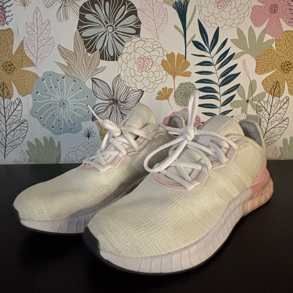 Adidas Women's Cream and Pink Sneakers